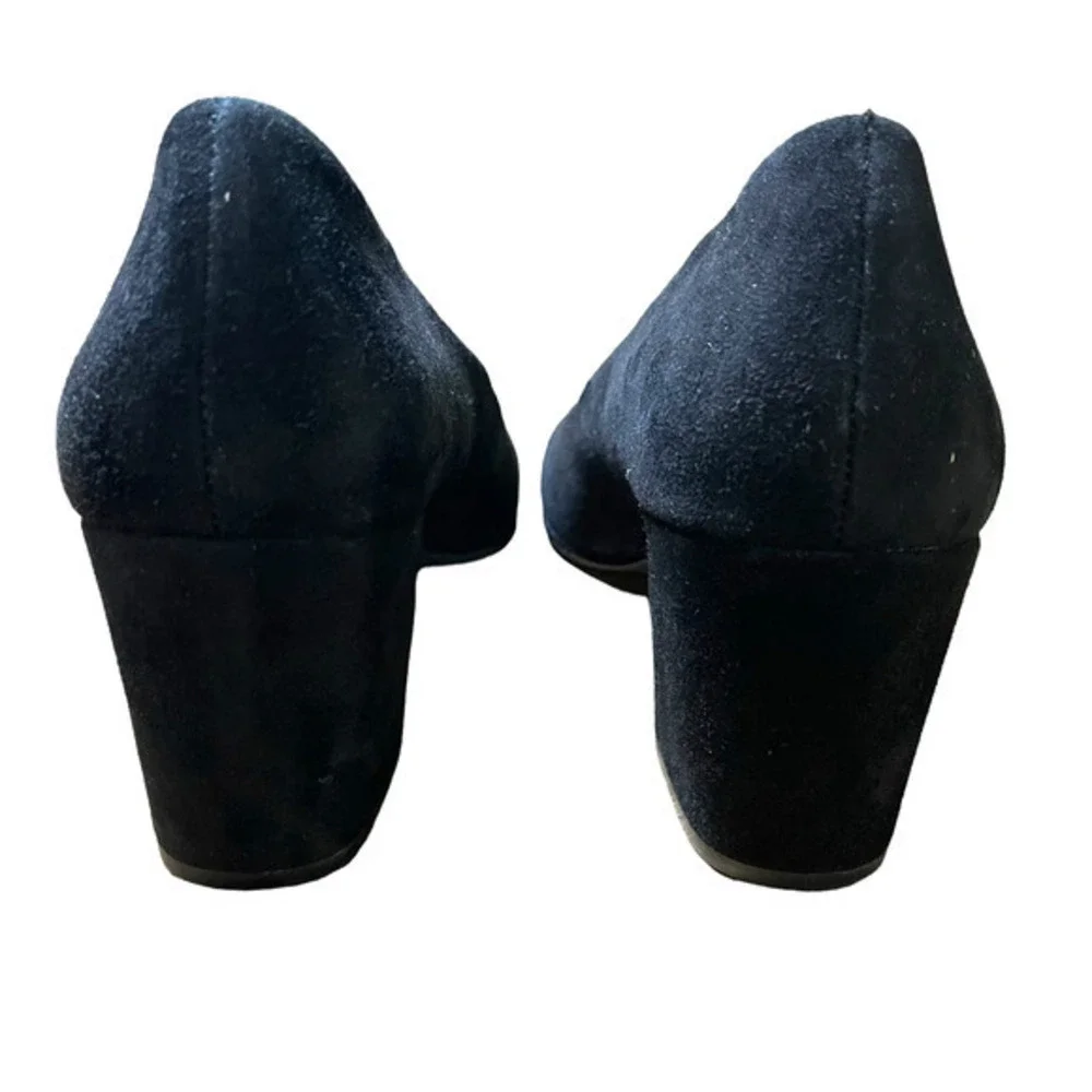 EILEEN FISHER Black‎ Suede Slip Ons Block Heel Pump Career Shoe Size 7